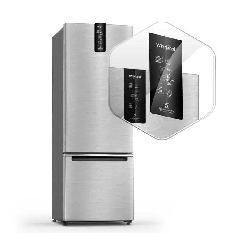 Whirlpool Intellifresh Pro 285L 2 Star Convertible Frost Free Bottom-Mount Refrigerator (21682) Omega Steel
