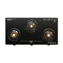 Preethi Valentino Carbon Black 3 Burner Glass Top Gas Stove - ISI Certified