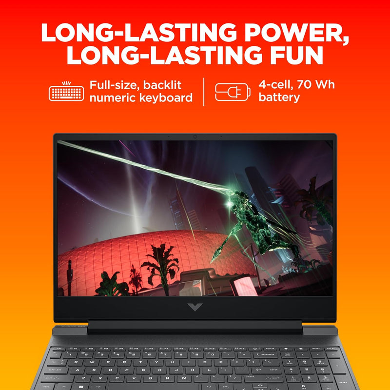 HP Victus Gaming Laptop, Intel Core i5-12450H, 15.6 Inch (39.6 cm),FHD, Anti-Glare,8 GB RAM, 512GB SSD,NVIDIA® GeForce RTX™ 2050 Laptop GPU (4GB GDDR6 Dedicated),Mica Silver,15-fa1124TX
