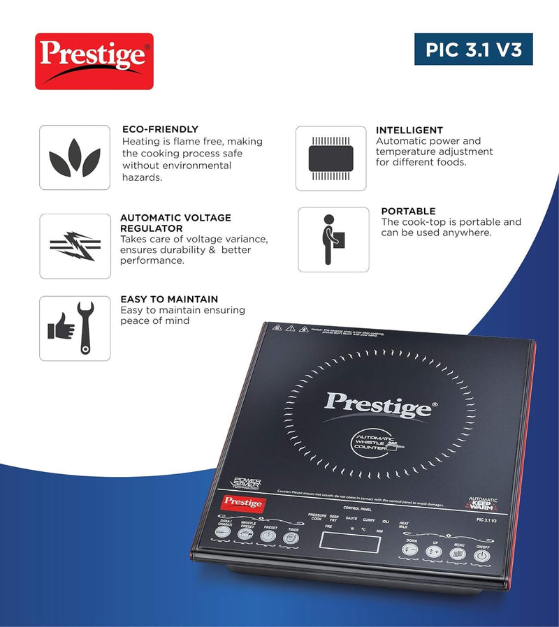 Prestige PIC 3.1 v3 Induction Cooktop Black, Push Button