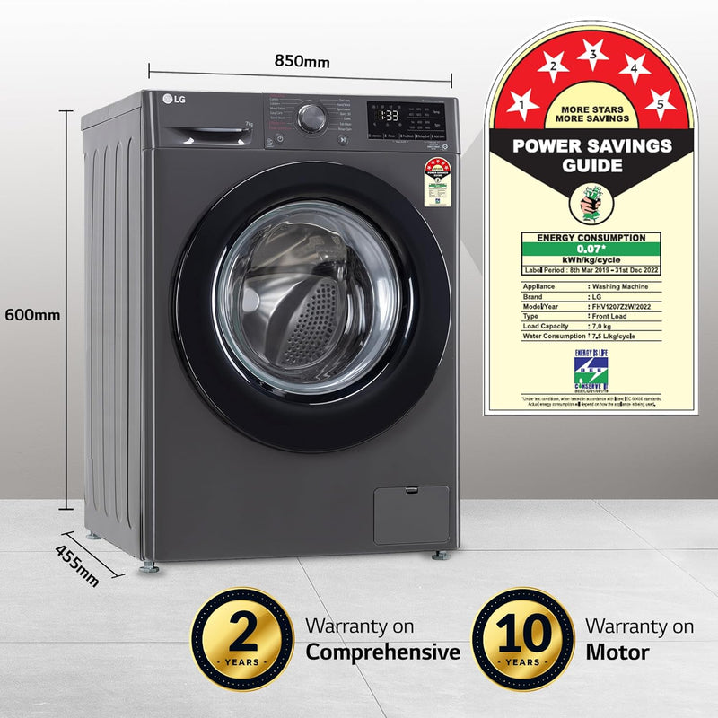 LG 7 Kg 5 Star AI Direct Drive Fully-Automatic Front Loading Washing Machine (FHV1207Z2M.ABMQEIL)