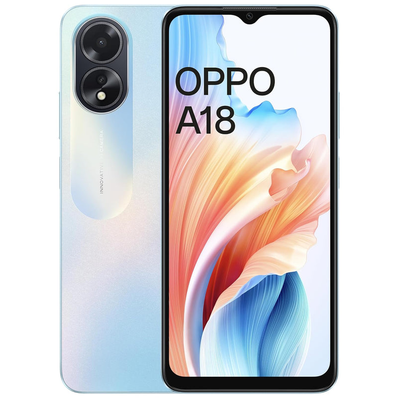 OPPO A18 (Glowing Blue, 4GB RAM, 64GB Storage)