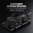 Preethi Valentino Carbon Black 3 Burner Glass Top Gas Stove - ISI Certified