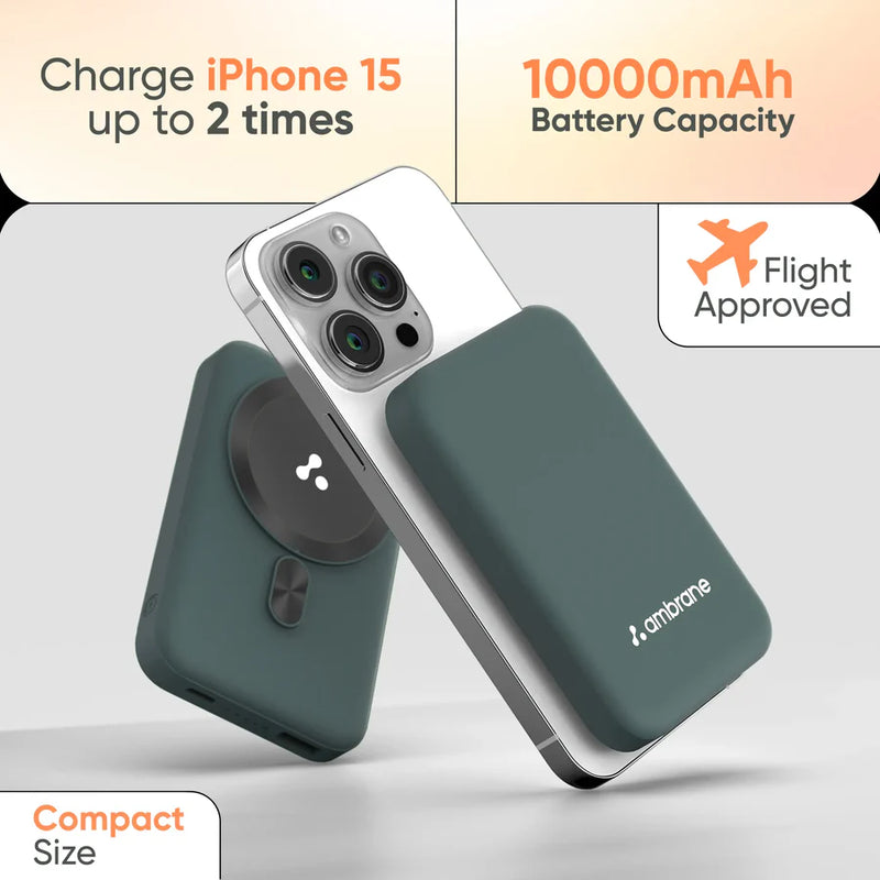 Ambrane MagSafe Wireless 10000mAh Fast Charging Power Bank (AMBRANE - 10000MAH POWERBANK AEROSYNC PB12)