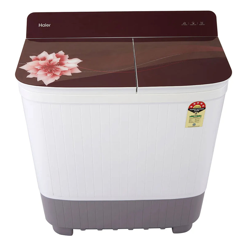 Haier 7.5 Kg Semi-Automatic Washing Machine With Toughened Glass (HTW75-178BK)