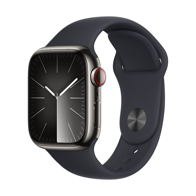 Apple Watch Series 9 GPS + Cellular 41mm Graphite Stainless Steel Case with Midnight Sport Band - M/L