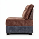 Darling Melbourne CI Corner Sofa 2+2+1+C, Grey & Brown Velvet Fabric