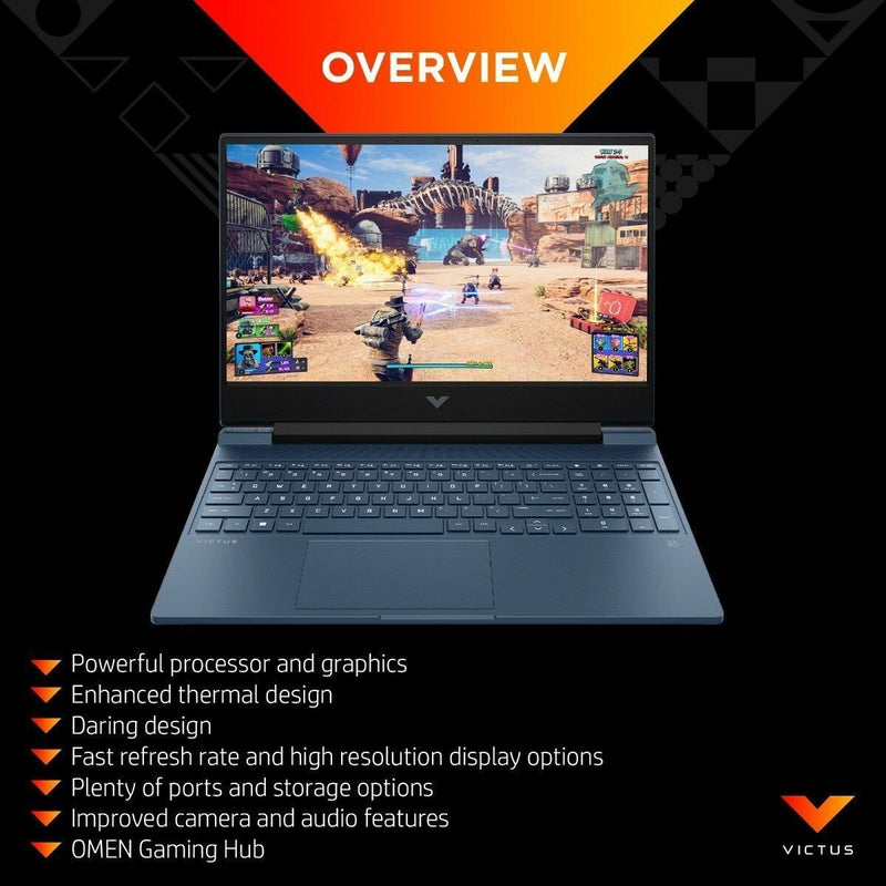 HP Victus 15 Gaming Laptop, 15.6 FHD 144Hz Display, AMD Ryzen 5 7535HS,  16GB DDR5 RAM, 512GB PCIe M.2 SSD, NVIDIA GeForce RTX 2050, HDMI, Webcam
