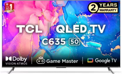 TCL 126 cm (50 inch) QLED Ultra HD (4K) Smart Google TV Hands-Free Voice Control  (50C635)