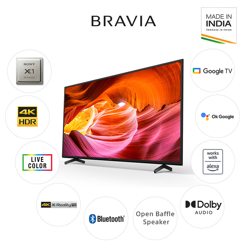 Sony Bravia 126 Cm ( 50  Inches ) 4K Ultra HD Smart LED Google TV with Dolby Audio & Alexa Compatibility KD-50X75K (Black)