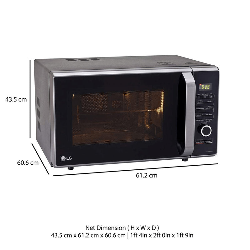 LG 28 L Charcoal Convection Microwave Oven (MJ2886BFUM, Black, With Starter Kit)