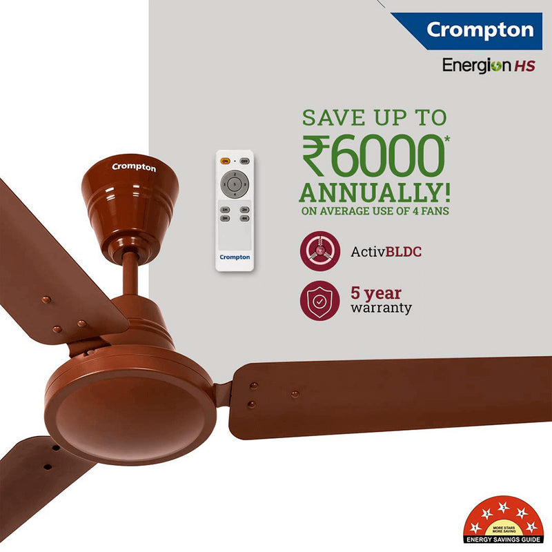 Crompton Energion HS 48-inch Energy Efficient 5 Star Rated High Speed BLDC Ceiling Fan with Remote