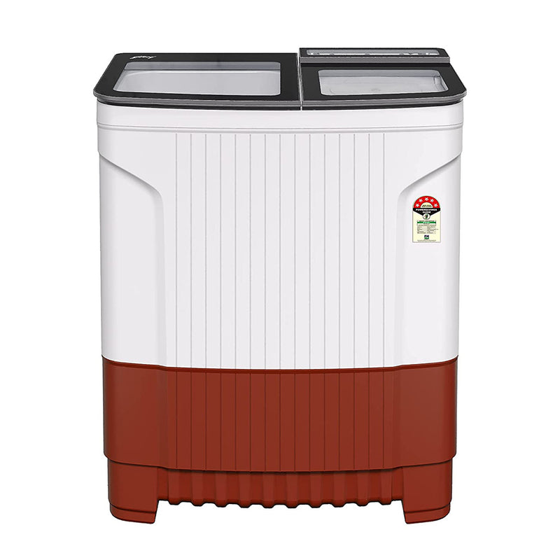 Godrej 8 Kg 5 Star Semi-Automatic Top Loading Washing Machine (WSEDGE ULT 80 5.0 DB2M WHRD, White Red, Tri-Roto Scrub Pulsator)