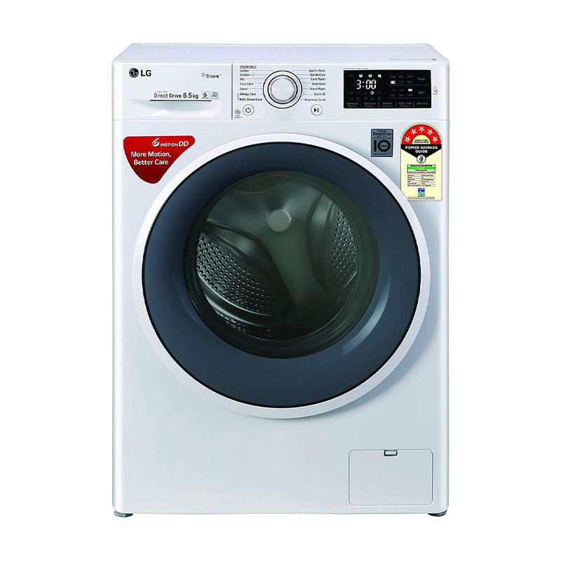 LG 6.5 Kg 5 Star Inverter Fully-Automatic Front Loading Washing Machine (FHV1265ZFW.ABWQEIL, White, 6 Motion Direct Drive)