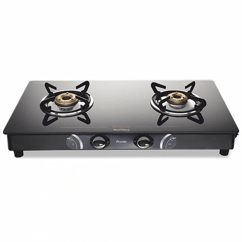 Preethi Blu Flame Gleam Glass Top 2-Burner Gas Stove