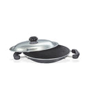 Prestige Omega Select Plus Aluminium Residue Free Non-Stick Appachetty with Lid, 20 cm, Black