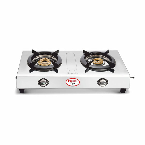 Preethi Fino Stainless Steel 2-Burner Gas Stove (Silver)
