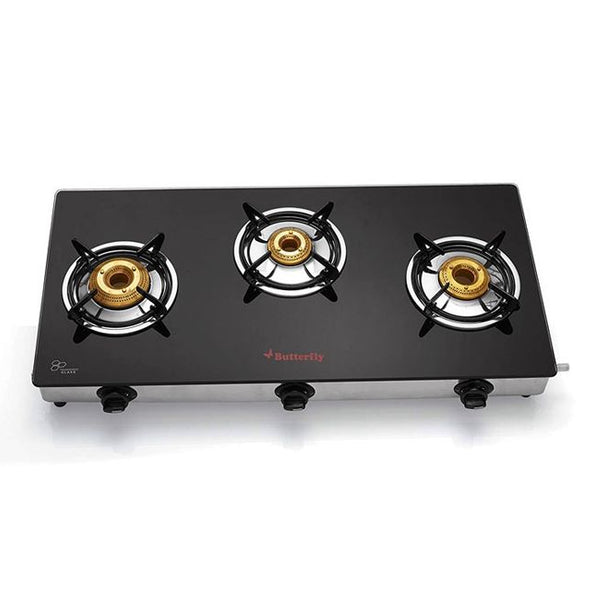 Butterfly glass top shop gas stove 3 burner