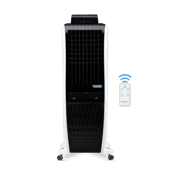 Symphony Diet 3D 30i Portable Tower Air Cooler with 3-Side Honeycomb Pads, Automatic Pop-Up Touchscreen, i-Pure Technology(30L, White & Black)