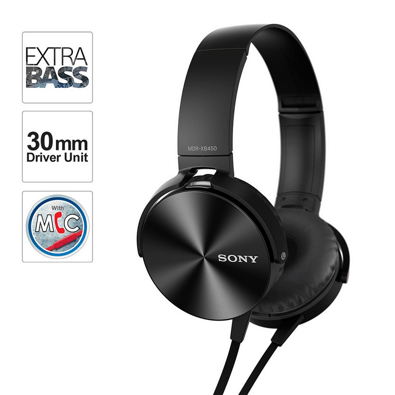 Sony MDR-XB450AP Wired Extra Bass On-Ear Headphones with Tangle Free Cable, 3.5mm Jack, Headset with Mic for Phone Calls