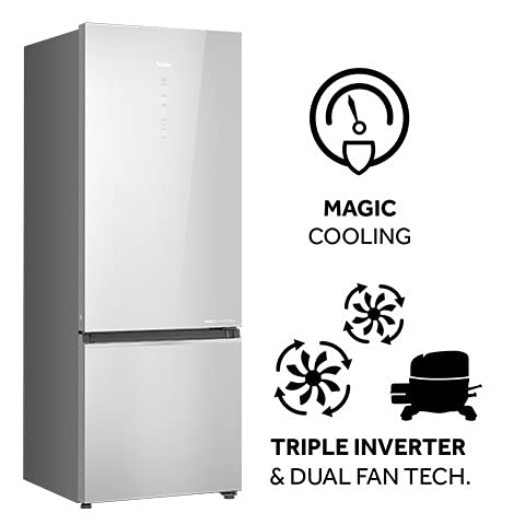 Haier 346L 3 Star Triple Inverter & Dual Fan Frost-Free Double Door Refrigerator (HRB-3664PMG-E, Mirror Glass)