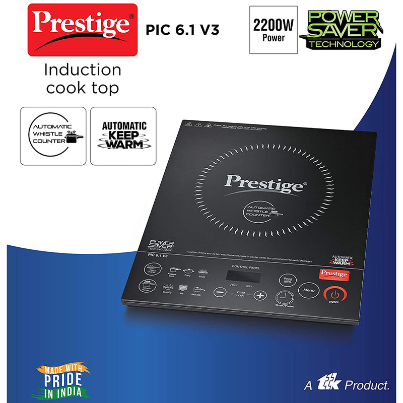 Prestige Induction Cooktop Pic 6.1 V3 2200 Watts - Black