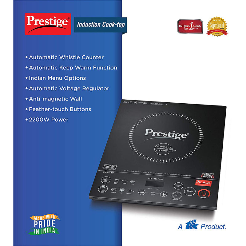 Prestige Induction Cooktop Pic 6.1 V3 2200 Watts - Black