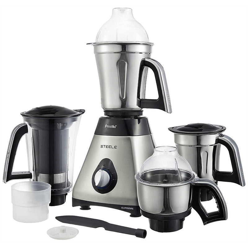 Preethi Steel Supreme MG-208 Mixer Grinder, 750W, 4 Jars