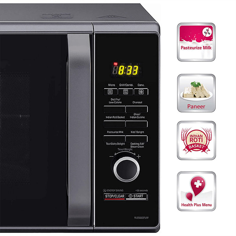 LG 28 L Charcoal Convection Microwave Oven (MJ2886BFUM, Black, With Starter Kit)