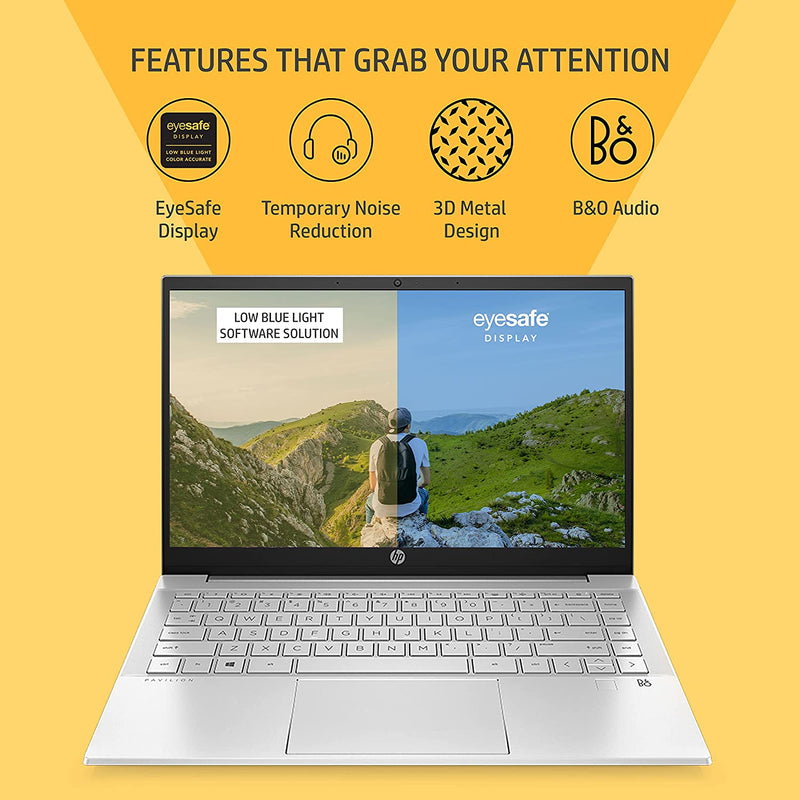 HP Pavilion 14 12th Gen Intel Core i5 16GB RAM, 512GB SSD 14 inch (35.6cm) IPS Micro-Edge FHD Laptop, Intel Iris Xe Graphics, B&O, Win 11, Alexa Built-in, Backlit KB, FPR, MSO 2021, Natural Silver (HP 14-DV2014TU-I5 WIN 11)