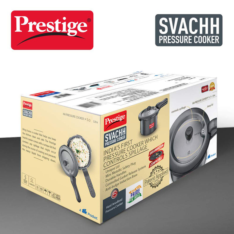 Prestige Svachh 5 Litre Pressure Cooker with hard anodized Body (Black)