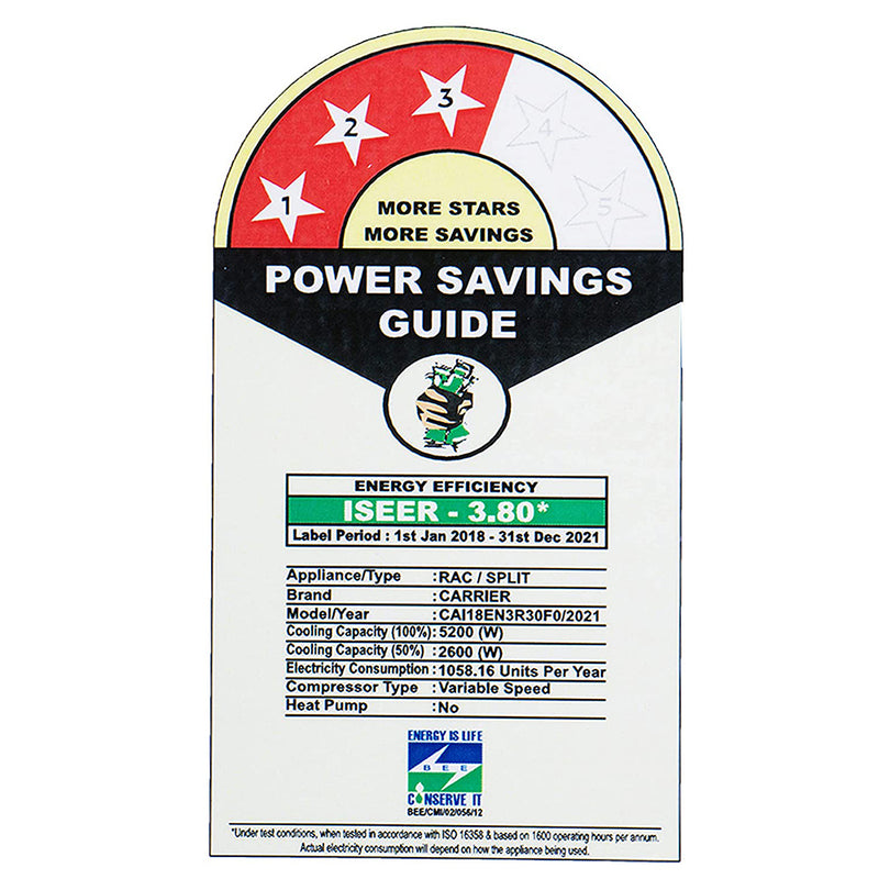 Carrier Emperia Bxi 18K 1.5 Ton 3 Star Hybridjet Inverter AC with Flexicool Technology (White)