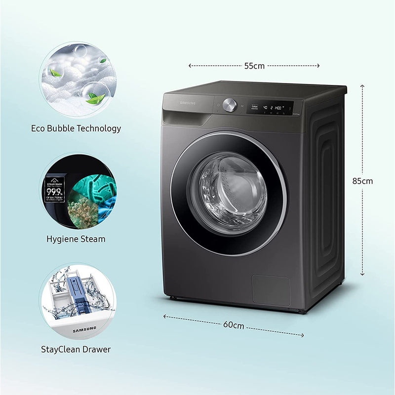 Samsung 9 Kg 5 Star Wi-Fi Inverter Fully-Automatic Front Loading Washing Machine (WW90T604DLN1-TL, Inox, In-Built Heater)