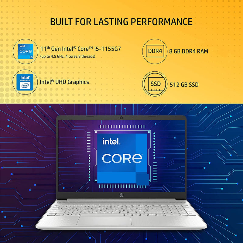 HP 15s, 11th Gen Intel Core i5-1155G7, 15.6 inch (39.6cm) FHD Anti-Glare Laptop (8GB RAM, 512 GB SSD, Intel Iris Xe Graphics, Win 11, Dual Speakers, Backlit Keyboard, Alexa Built-in, MSO 2021) HP 15S-FR4000TU-I5 8GB 512SSD WIN 11