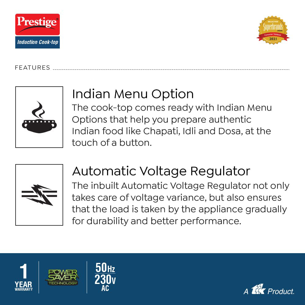 Prestige PIC 16.0 2000W Induction Cooktop with Soft Touch Push Button