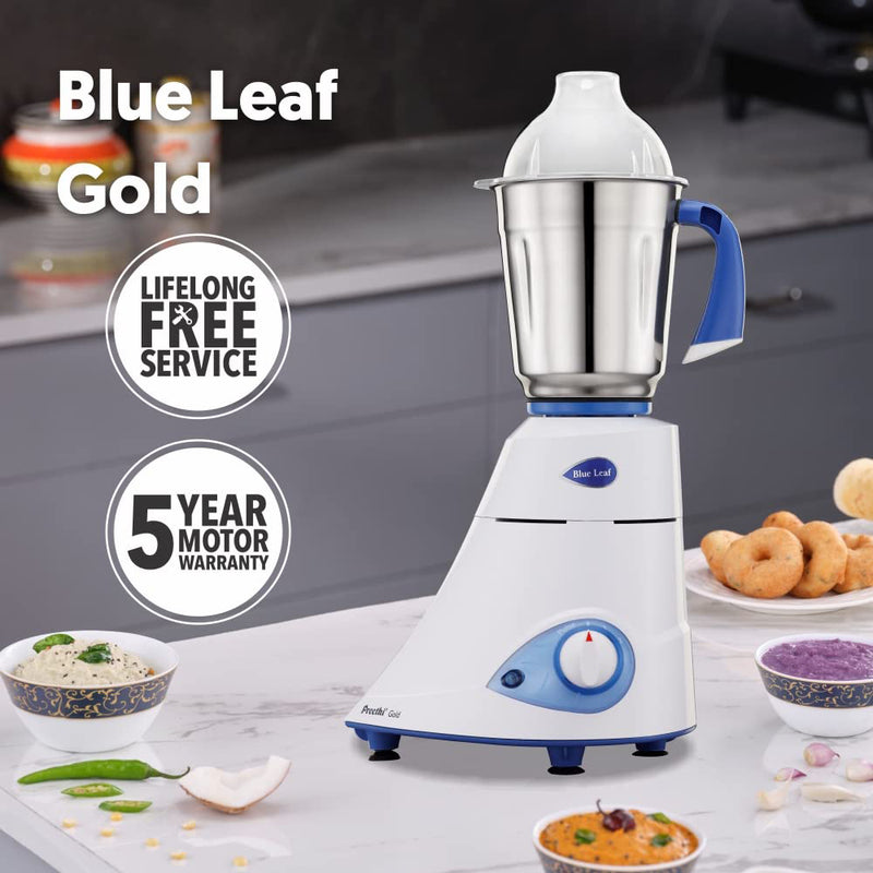 Preethi Blue Leaf Gold MG 150 Mixer Grinder 750 watt, 3 Jars, White
