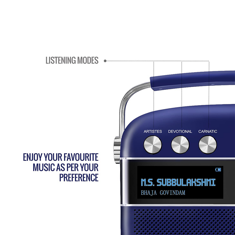 Saregama Carvaan Premium Tamil- Portable Music Player with 5000 Preloaded Songs, FM/BT/AUX (Royal Blue)