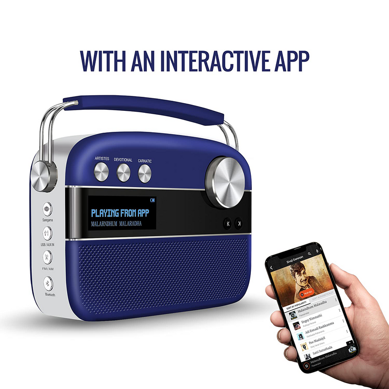 Saregama Carvaan Premium Tamil- Portable Music Player with 5000 Preloaded Songs, FM/BT/AUX (Royal Blue)