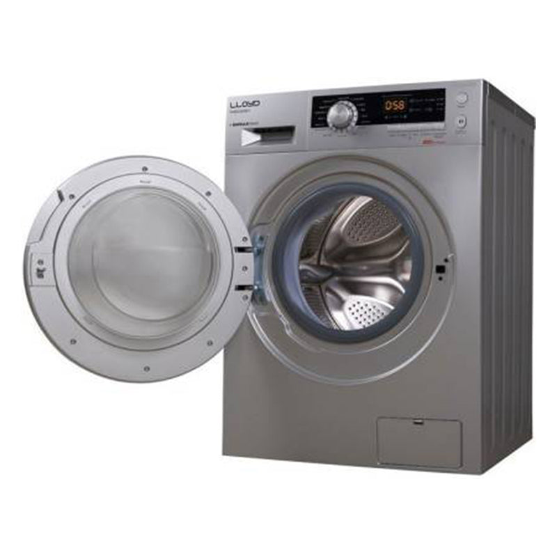 Lloyd 8 kg Fully Automatic Front Load with In-built Heater Silver  (LWMF80SX1)