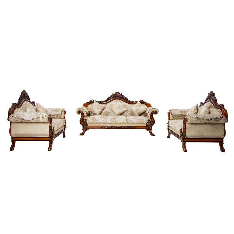 Dynasty Panama 3 + 2 + 2 Carved Teakwood Sofa (SF-PANNAMA 3SEATER SOFA)