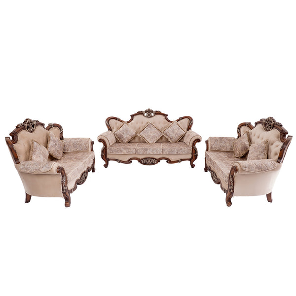 Dynasty Sultan 3 + 2 + 2 Carved Rock wood Sofa