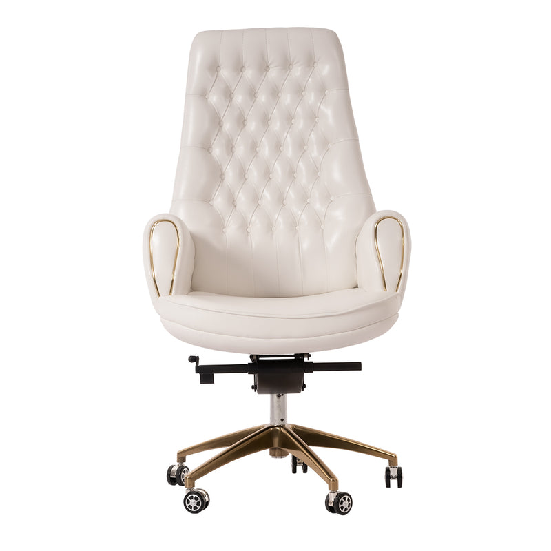 Dynasty White Leather Executive Chair (DC-LEATHER HB EXECUTIVE CHAIR)