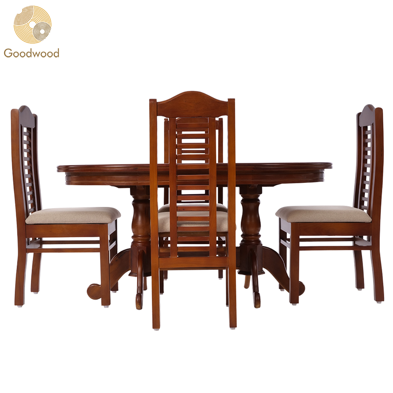 Goodwood Oval 5 3 WT WN 4 Seater Dining Table Set