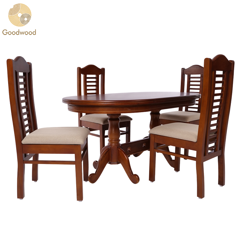Goodwood Oval 5 3 WT WN 4 Seater Dining Table Set