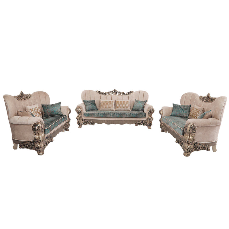 Dynasty Jordan 3+2+2 Carved Rockwood Sofa